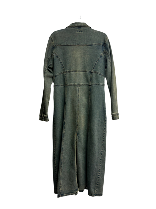 S-L Y2k Distressed Denim Trench