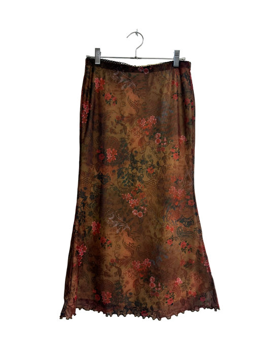 S/M y2k mesh paisley skirt