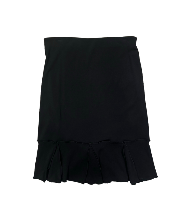 S 90s lettuce trim black midi skirt