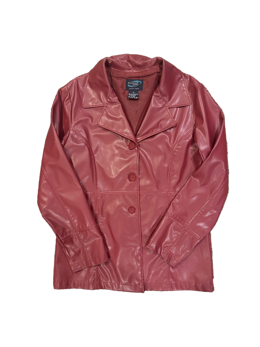 M 90s red vegan leather coat