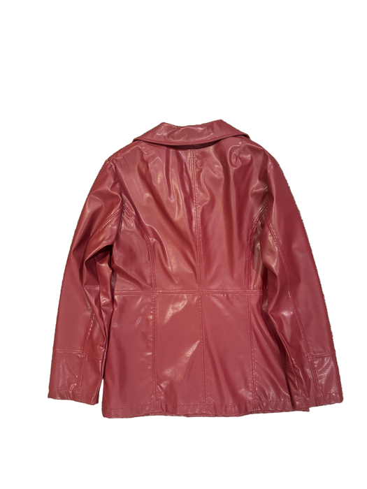 M 90s red vegan leather coat