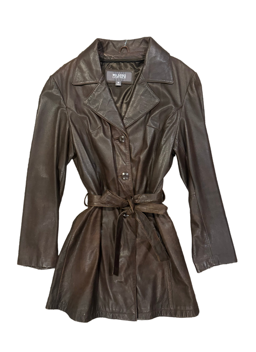 S/M 90s brown leather coat