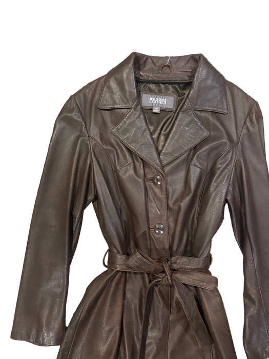 S/M 90s brown leather coat