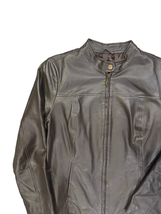 S 90s espresso leather zip jacket