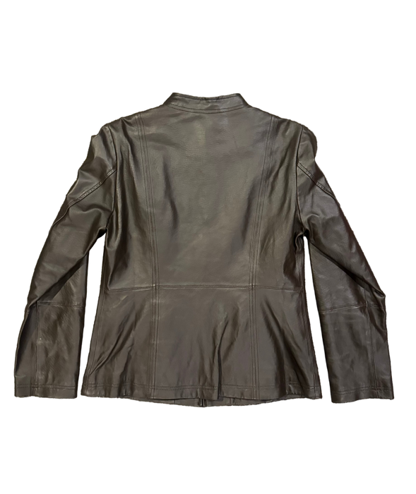 S 90s espresso leather zip jacket