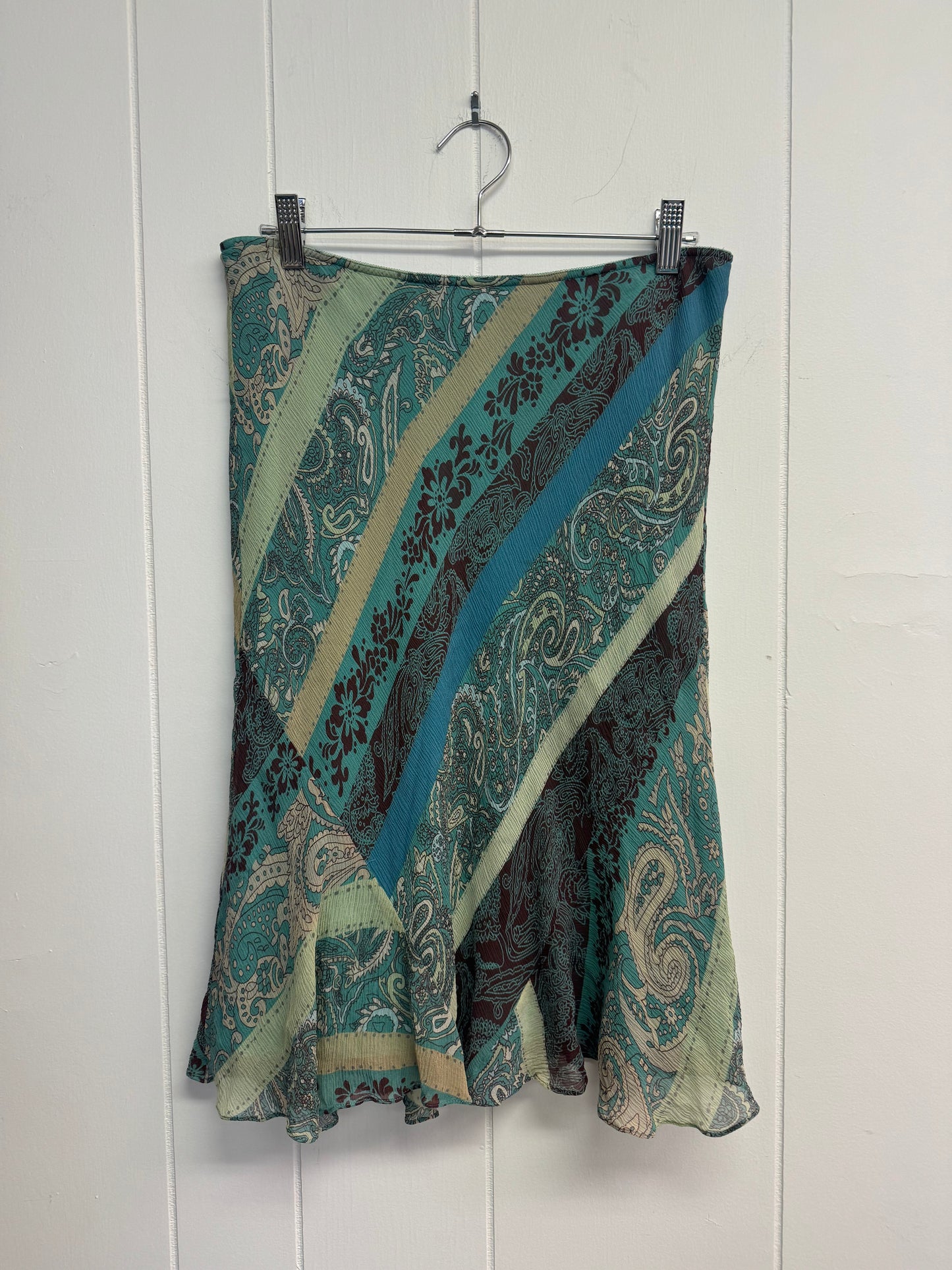 M/L Y2k Blue Mix Paisley Midi Skirt