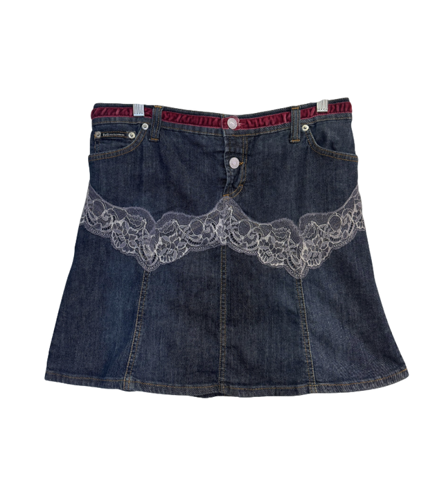 6/8 Y2K D&G lace denim skirt
