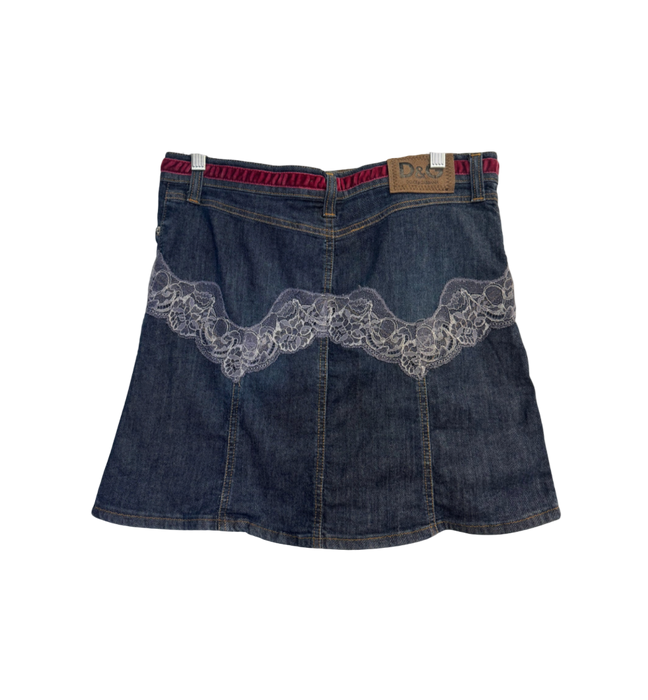 6/8 Y2K D&G lace denim skirt