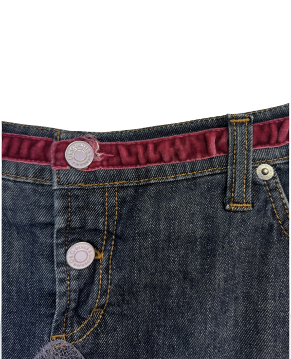 6/8 Y2K D&G lace denim skirt