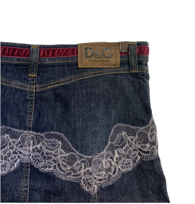 6/8 Y2K D&G lace denim skirt