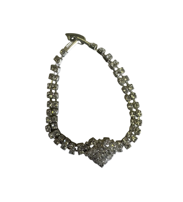 vintage rhinestone heart bracelet