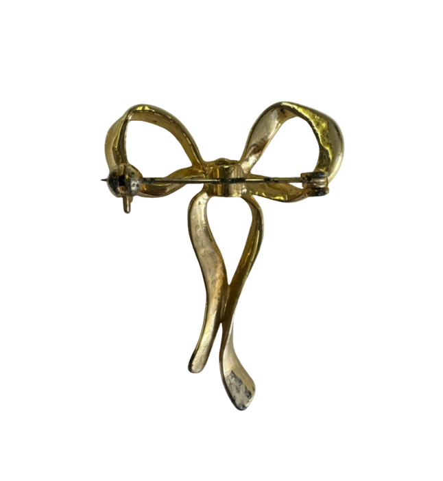 vintage gold bow broach