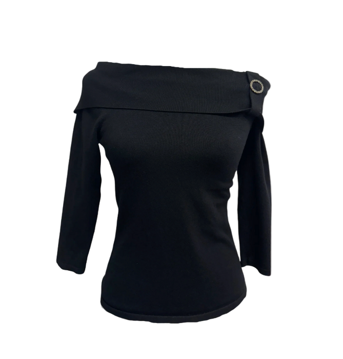 S Y2k Black Rhinestone Top