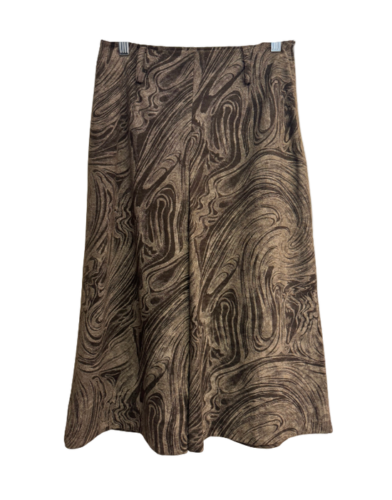 S 90s/Y2k Brown Swirl Midi Skirt