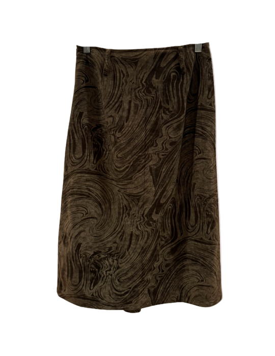 S 90s/Y2k Brown Swirl Midi Skirt
