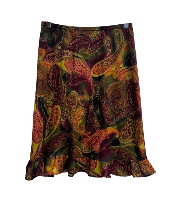 XS/S Vintage/Y2k Brown Paisley Midi Skirt
