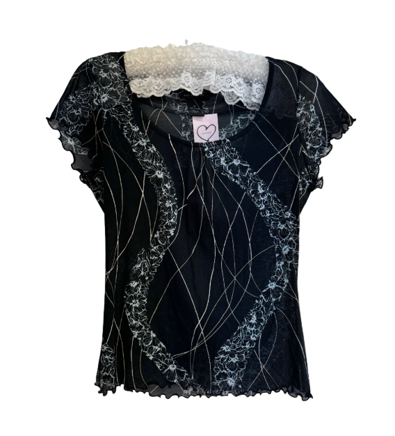 S/M Y2k Mesh Pattern Top