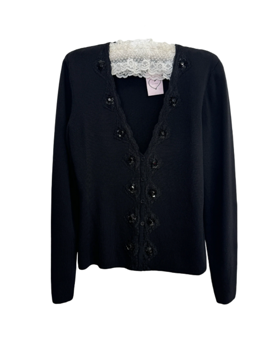 S-L Vintage Y2K Lace Embellished Top