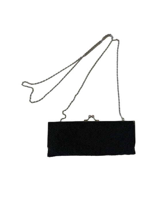 Black Beaded Clutch/Crossbody Bag