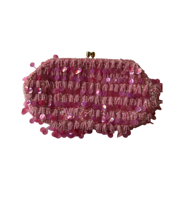 Vintage/Y2k Pink Beaded Clutch