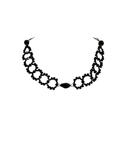 90s Black Beaded Choker Necklace