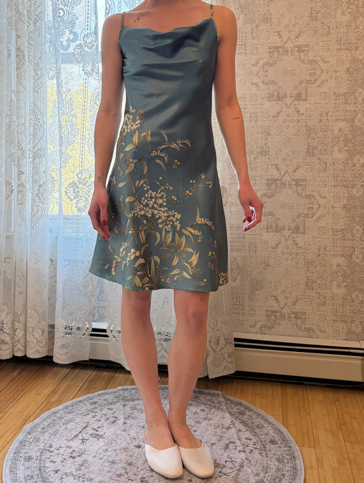 XS/S blue print slip dress