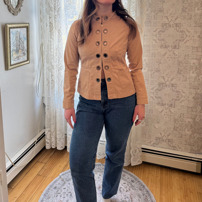 M Y2k beige grommet jacket
