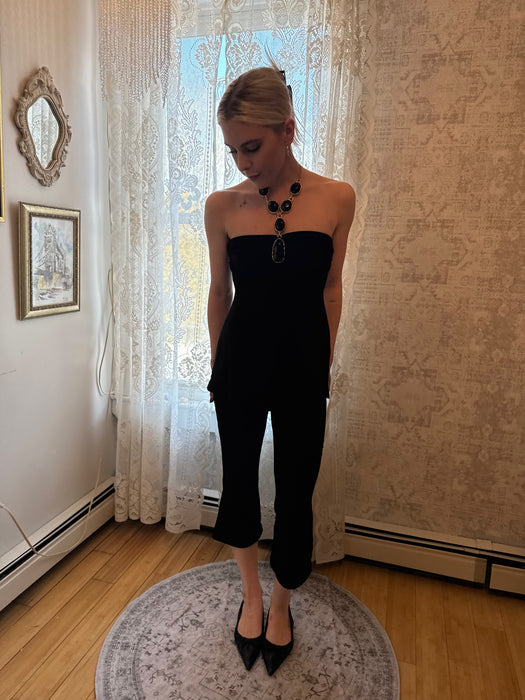 S Y2k black statement halter top