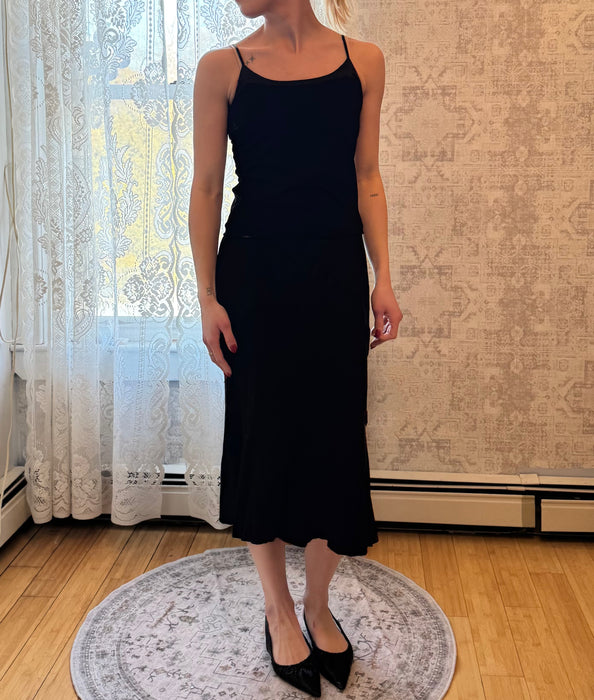 S/M 90s silk flutter midi skirt