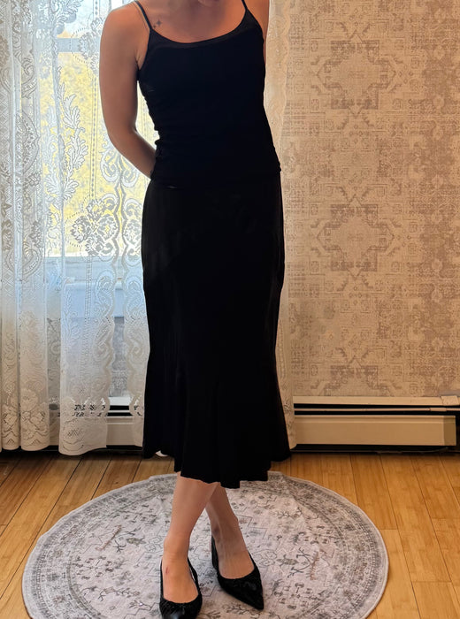 S/M 90s silk flutter midi skirt