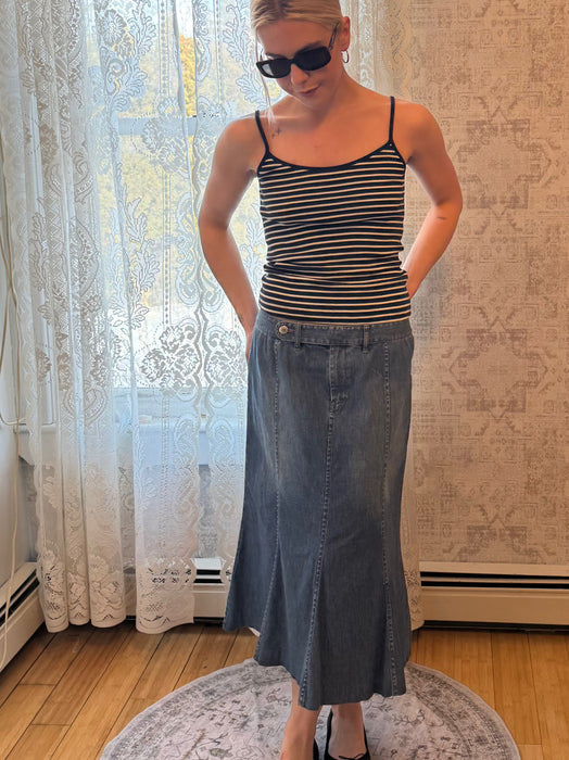 M 90s RL denim midi skirt