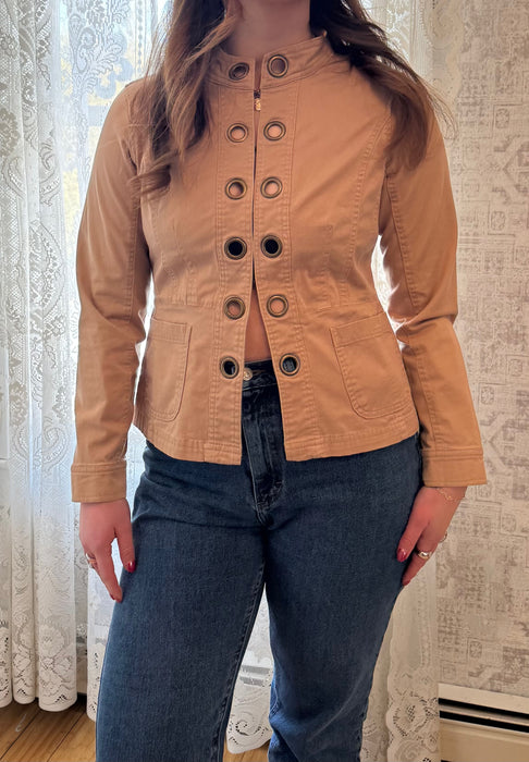 M Y2k beige grommet jacket