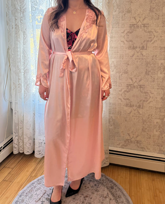S/M pink satin robe