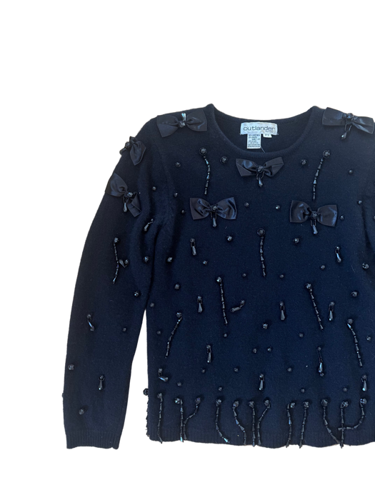 S/M vintage bow embellished sweater