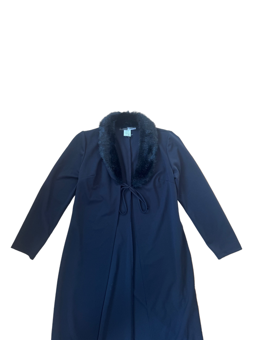 S/M vintage black duster w/ faux fur