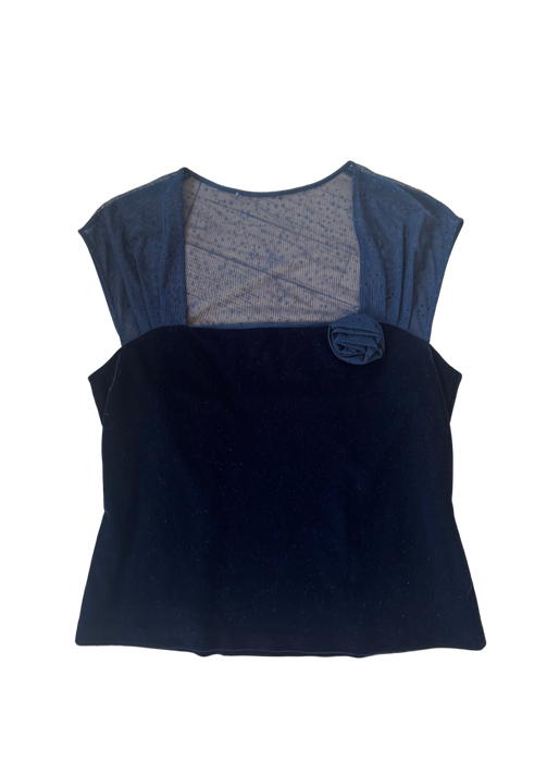M/L black velvet rosette top