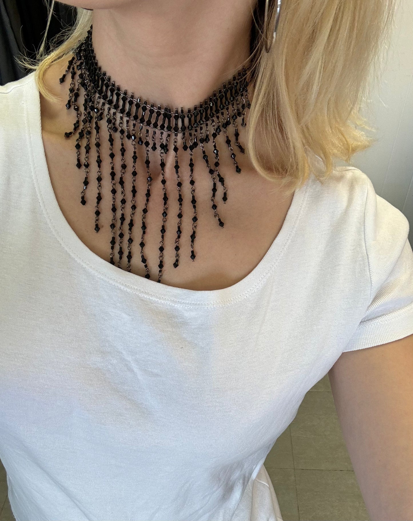 y2k dramatic beaded choker