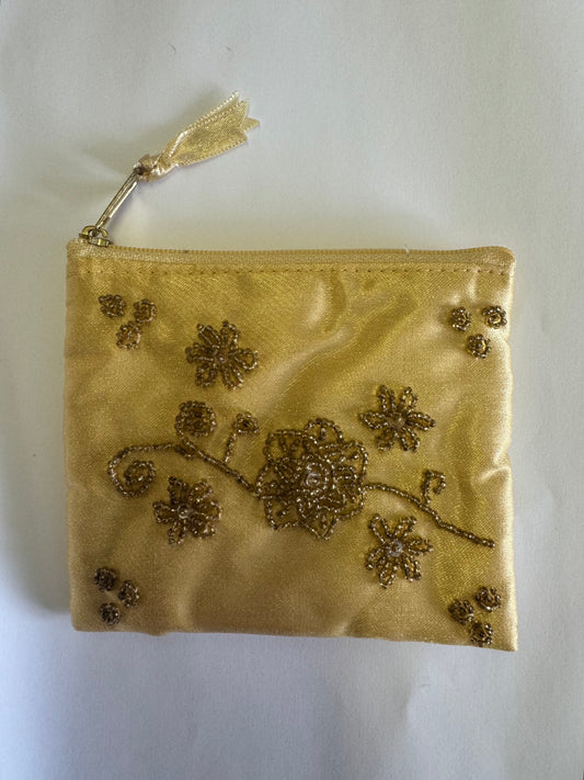 vintage gold beaded card holder