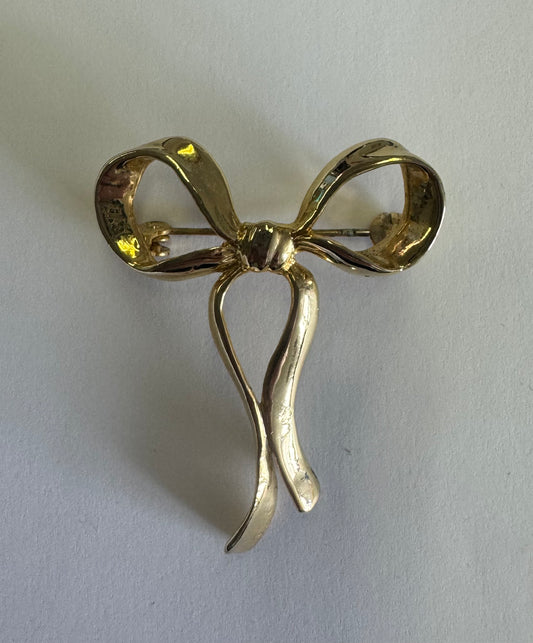vintage gold bow broach