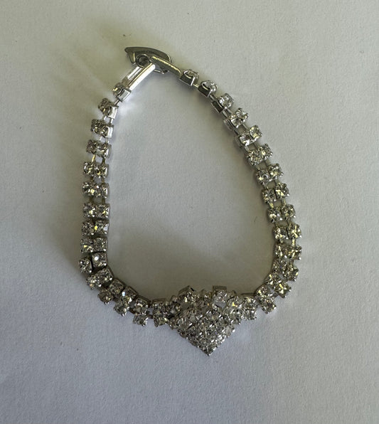 vintage rhinestone heart bracelet
