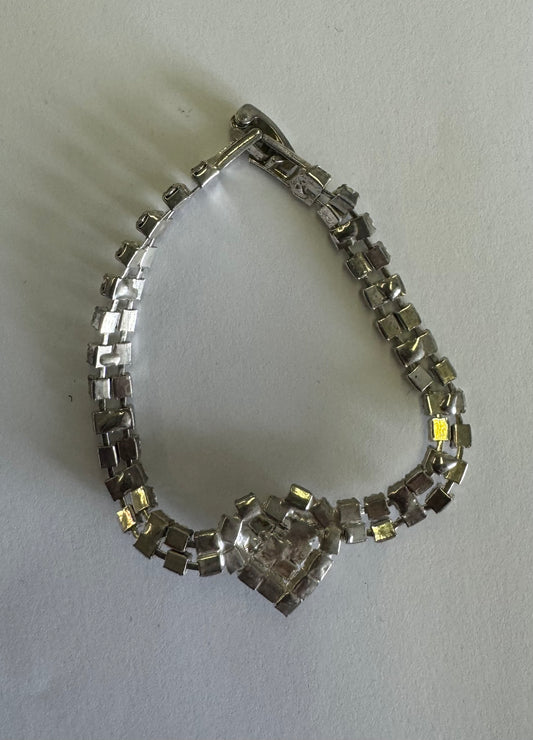 vintage rhinestone heart bracelet