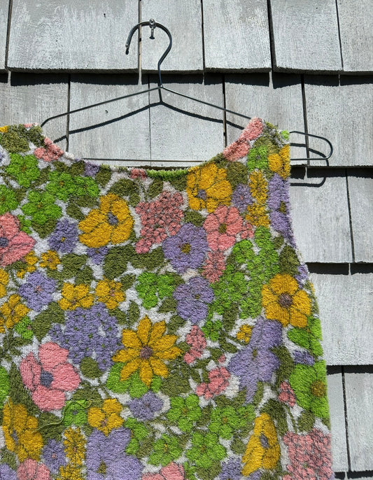 S/M 60s/70s floral terry tunic