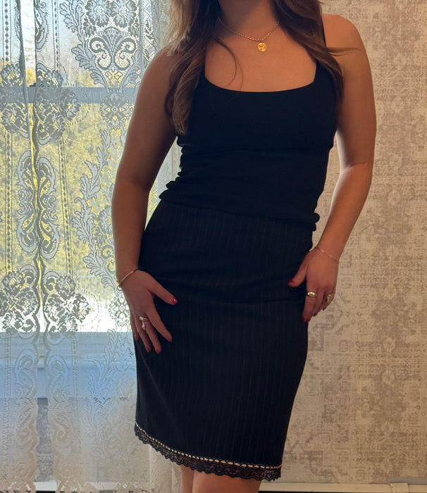 6/M Y2k pinstripe midi skirt