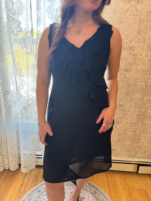 M 90s black ruffle dress