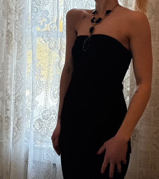 S Y2k black statement halter top