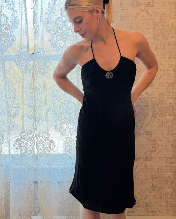 XS/S Vintage Y2K Midi Halter Pendant Dress