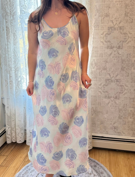 M vintage pastel swirl slip dress