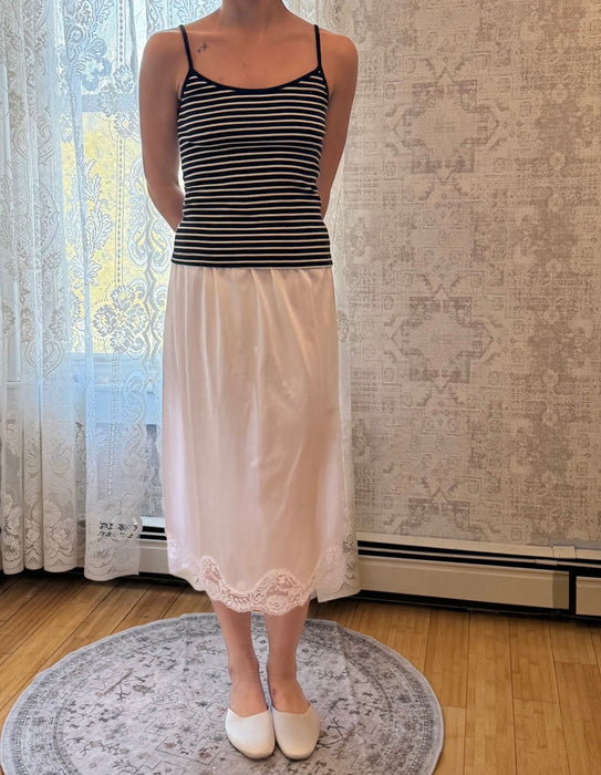 S vintage white slip skirt