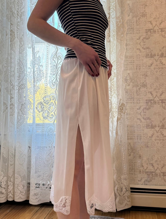 S vintage white slip skirt