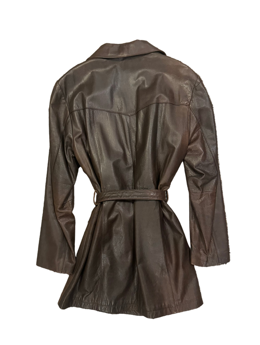 S/M 90s brown leather coat